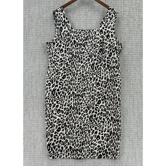 Maya Brooke Sheath Dress Plus Size 20W Black Beige Sleeveless Animal Print Zip - Picture 1 of 12